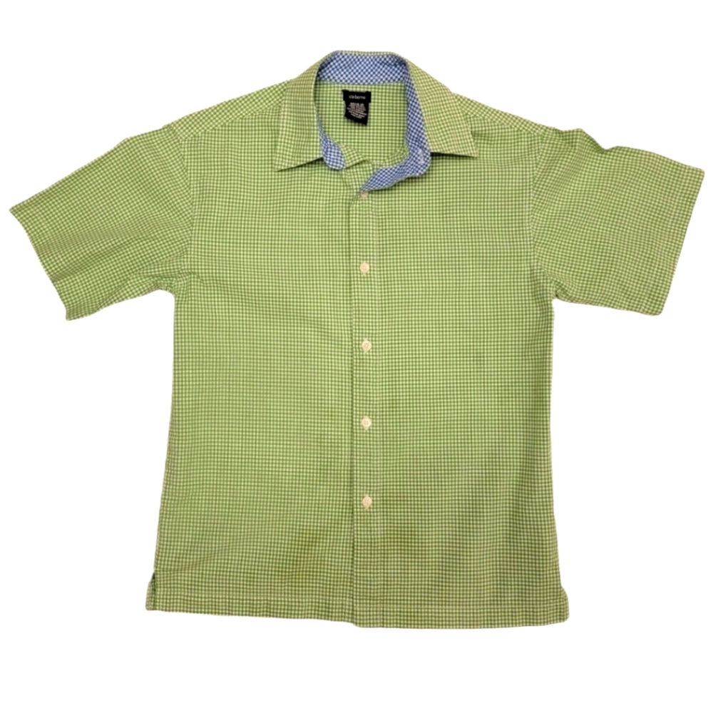 Claiborne boys gingham button-down short sleeve shirt